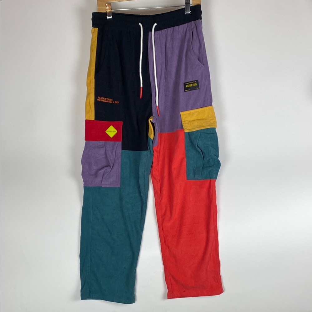 Aelfric Eden Corduroy Pants Mens ZS M Casual Colorblock Patch work
